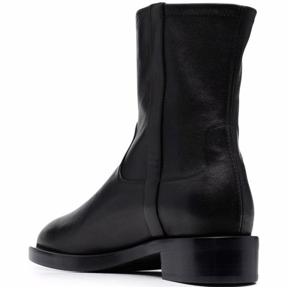 STUART WEITZMAN Sadie ankle boots BLACK LEATHER STACKED 6.5 (P5) - Picture 2 of 9